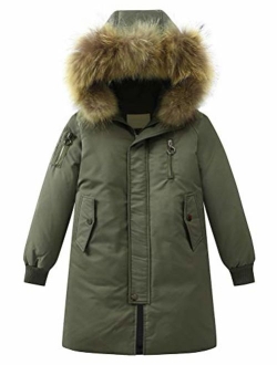 Mallimoda Boys' Hooded Down Coats Winter Warm Jacket Solid Puffer Coat