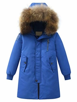 Mallimoda Boys' Hooded Down Coats Winter Warm Jacket Solid Puffer Coat