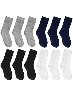 Falari 12-Pack Girl Toddler Kids Cotton Crew Socks