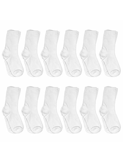 Falari 12-Pack Girl Toddler Kids Cotton Crew Socks