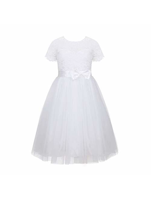 iEFiEL Girls Junior Bridesmaid Wedding Communion Prom Dance Ball Gown Party Flower Girl Dress