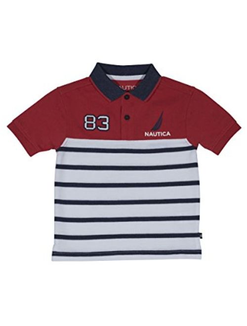 Nautica Boys' Short Sleeve Striped Deck Polo Shirt