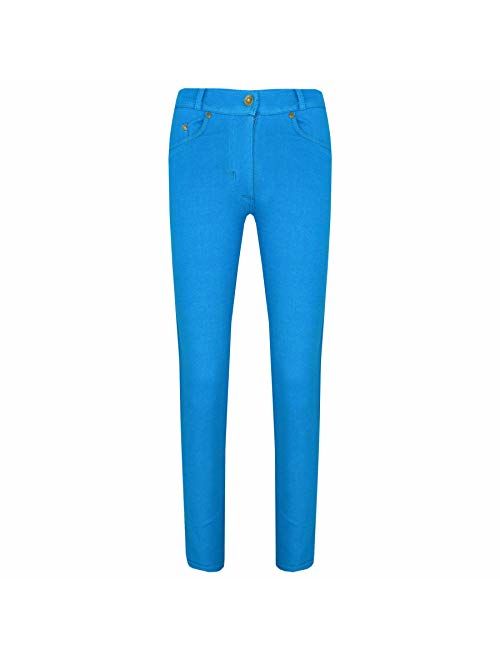 Girls Skinny Jeans Kids Stretchy Jeggings Fit Pants Coloured Trousers 5-13 Years