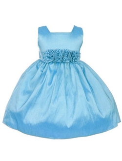 Sweet Kids Baby Girls' Sleeveless Rolled Flower Waistband Flower Girl Dress