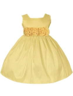 Sweet Kids Baby Girls' Sleeveless Rolled Flower Waistband Flower Girl Dress