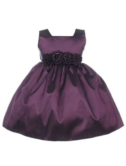 Sweet Kids Baby Girls' Sleeveless Rolled Flower Waistband Flower Girl Dress