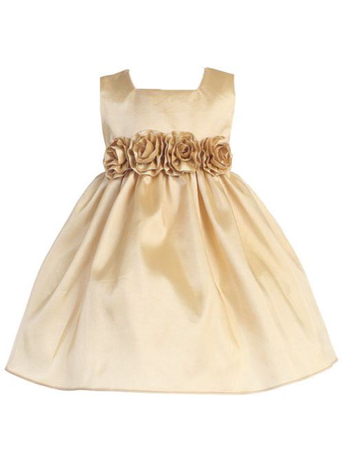 Sweet Kids Baby Girls' Sleeveless Rolled Flower Waistband Flower Girl Dress