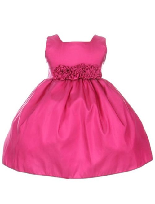 Sweet Kids Baby Girls' Sleeveless Rolled Flower Waistband Flower Girl Dress