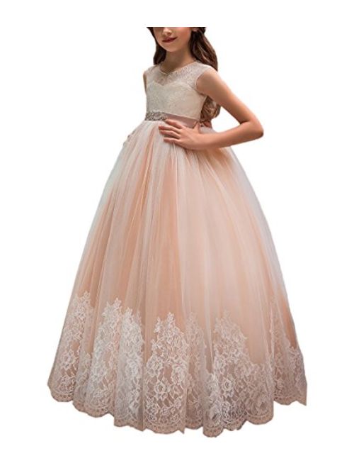 Flower Girl Dress for Wedding Kids Lace Pageant Ball Gowns