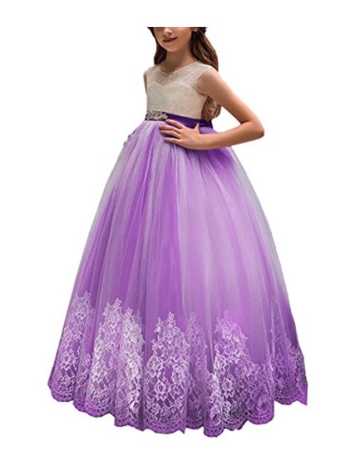 Flower Girl Dress for Wedding Kids Lace Pageant Ball Gowns