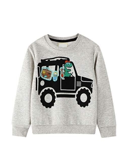 Toddler Boys Sweatshirts Long Sleeve Sport Elephant T Shirt Dinosaur Pullover Cartoon Tee Shirt for Kids