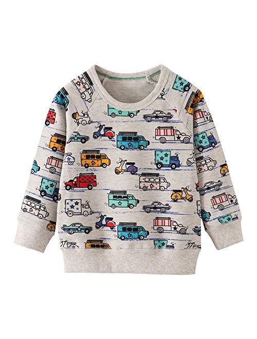 Toddler Boys Sweatshirts Long Sleeve Sport Elephant T Shirt Dinosaur Pullover Cartoon Tee Shirt for Kids