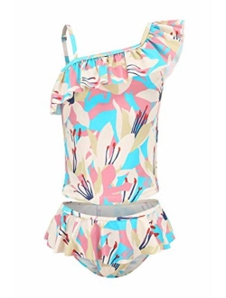 Girls Two Piece Tankini Swimsuit Hawaiian Ruffle Swimwear Bathing Suit Set