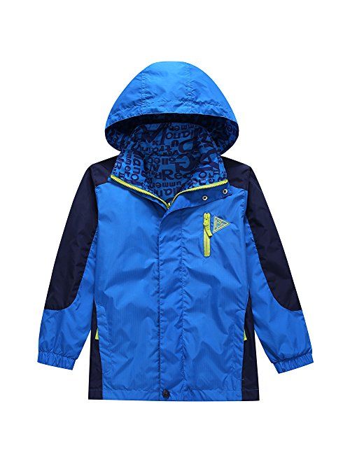 KID1234 Boys' Lightweight Rain Jacket Quick Dry Waterproof Hooded Coat