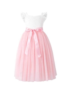 Flofallzique Floral Girls Party Dress Long Sleeves Tulle Spring Toddler Valentine Dress