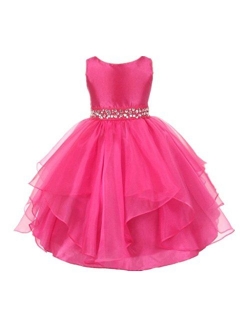 DreamHigh Wedding Flower Girls Crystals Waist Taffeta Pageant Dress