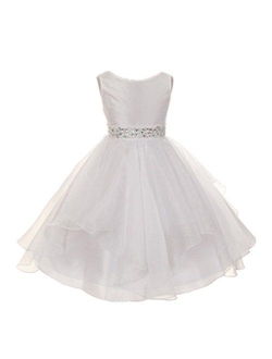 DreamHigh Wedding Flower Girls Crystals Waist Taffeta Pageant Dress