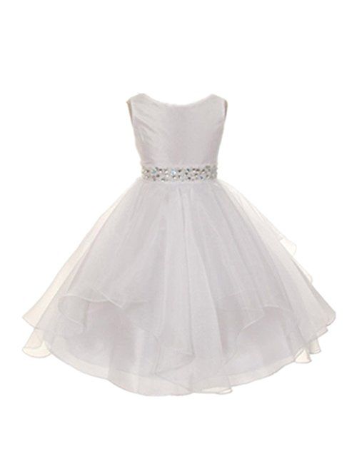 DreamHigh Wedding Flower Girls Crystals Waist Taffeta Pageant Dress