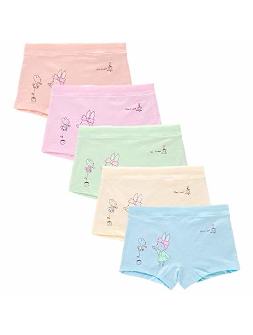 JELEUON 4Pcs/5pcs Little Girls Toddler Kids Lace Boyshort Underwear Boxers Briefs Panties