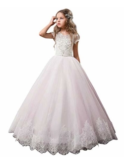 Flower Girl Dress Kids Lace Beaded Pageant Ball Gowns