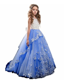 Flower Girl Dress Kids Lace Beaded Pageant Ball Gowns