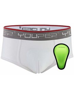 Youper Boys Compression Brief with Soft Protective Athletic Cup, Youth Underwear for Baseball, Football, Hockey, Lacrosse