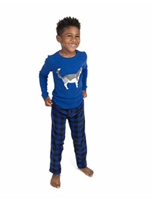 Leveret Kids & Toddler Pajamas Boys 2 Piece Pjs Set Cotton Top & Fleece Pants Sleepwear (2-14 Years)