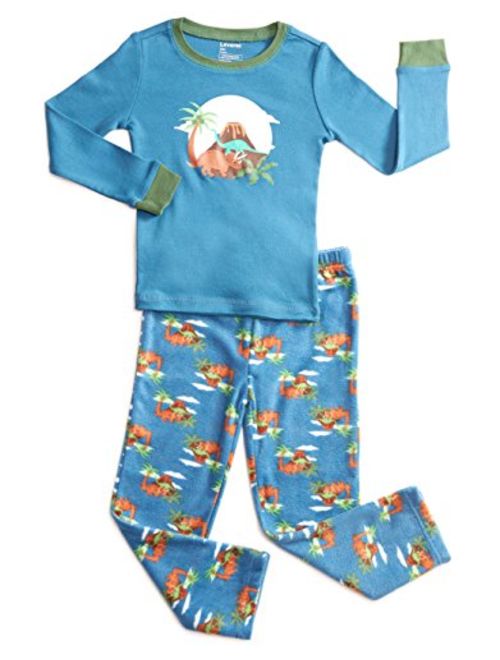 Leveret Kids & Toddler Pajamas Boys 2 Piece Pjs Set Cotton Top & Fleece Pants Sleepwear (2-14 Years)