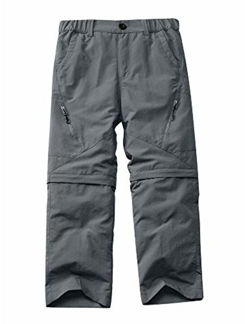 Kids' Cargo Pants, Boy's Casual Outdoor Quick Dry Waterproof Hiking Climbing Convertible Trousers