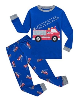 Dolphin&Fish Boys Pajamas 100% Cotton Long Sleeve Toddler Pjs Set Fire Dinosaurs Clothes Kids Pjs Sleepwear