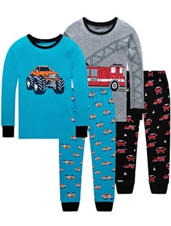 Dolphin&Fish Boys Pajamas 100% Cotton Long Sleeve Toddler Pjs Set Fire Dinosaurs Clothes Kids Pjs Sleepwear