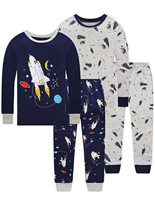 Dolphin&Fish Boys Pajamas 100% Cotton Long Sleeve Toddler Pjs Set Fire Dinosaurs Clothes Kids Pjs Sleepwear