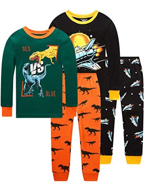 Dolphin&Fish Boys Pajamas 100% Cotton Long Sleeve Toddler Pjs Set Fire Dinosaurs Clothes Kids Pjs Sleepwear