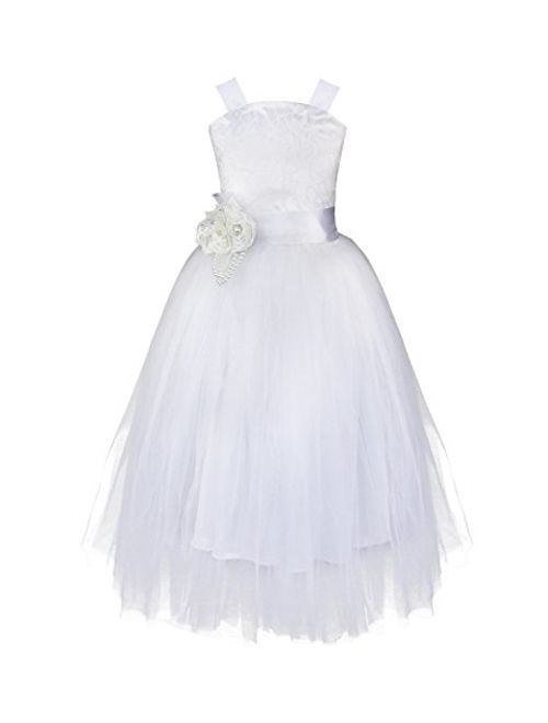 iiniim Girls Kids Crossed Back Bridesmaid Wedding Pageant Party Flower Girl Dress