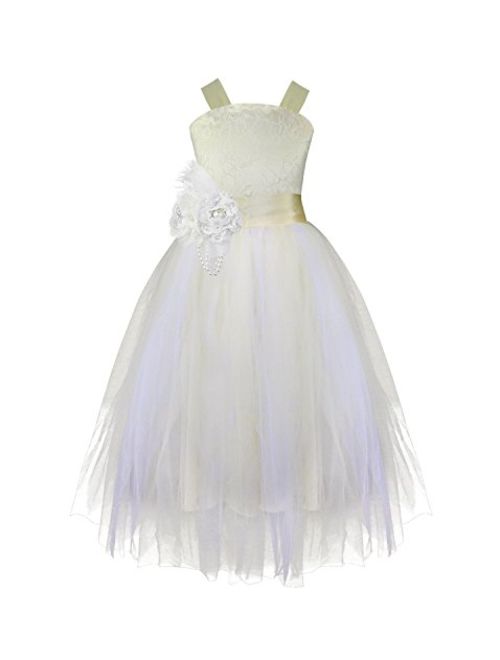 iiniim Girls Kids Crossed Back Bridesmaid Wedding Pageant Party Flower Girl Dress