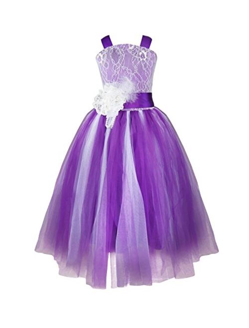 iiniim Girls Kids Crossed Back Bridesmaid Wedding Pageant Party Flower Girl Dress