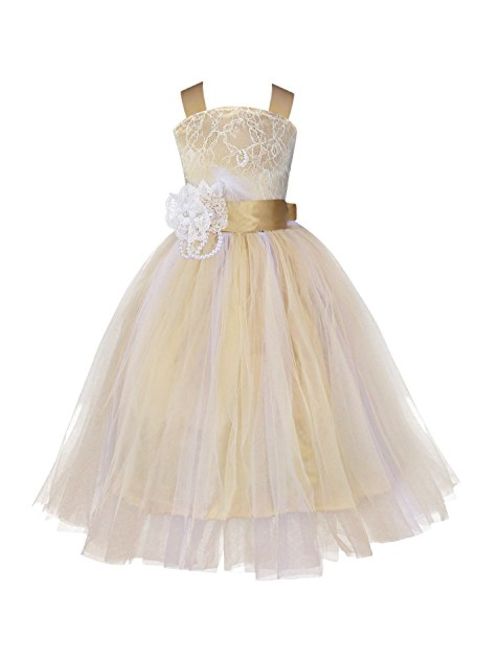 iiniim Girls Kids Crossed Back Bridesmaid Wedding Pageant Party Flower Girl Dress