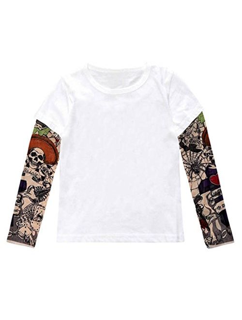 stylesilove Unisex Baby Kids Boys Cotton T-Shirt with Mesh Tattoo Sleeve