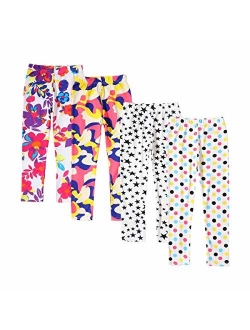 Allesgut Girls' Assorted Leggings Ankle Length Pants Footless Tights 4 Pack for 3-12 Years