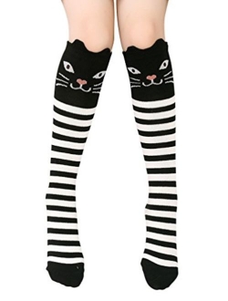 BogiWell Girls Cute Animal Socks Cotton Over Calf Knee High Socks