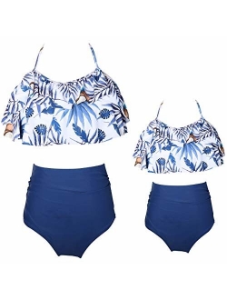 Uhnice Girls Swimsuit High Waisted Two Pieces Bikini Set Swimwear Bathing Suits