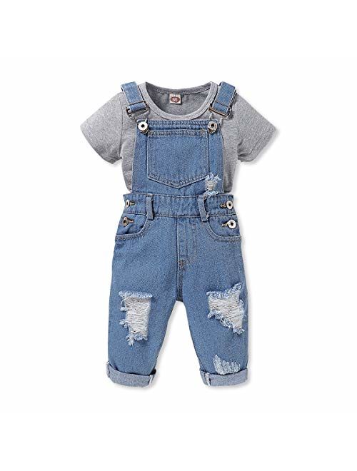 Saeaby Toddler Kids Baby Clothes Girls Jeans Jumpsuit Romper Denim Overalls Jeans Girls Clothes Outfits