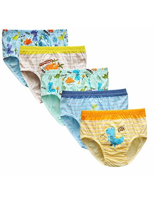 CHUNG Toddlers Little Boys 2-9Y Cotton Briefs Underwear Pack of 5/6 Car Dinosaur