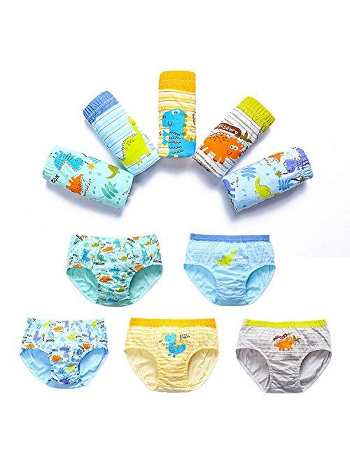 CHUNG Toddlers Little Boys 2-9Y Cotton Briefs Underwear Pack of 5/6 Car Dinosaur