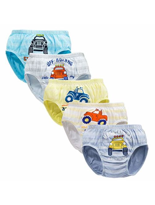 CHUNG Toddlers Little Boys 2-9Y Cotton Briefs Underwear Pack of 5/6 Car Dinosaur