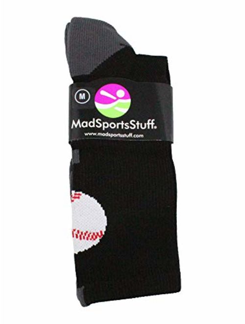 MadSportsStuff Baseball Logo Athletic Crew Socks (Multiple Colors)