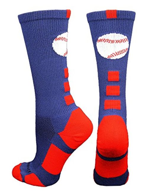 MadSportsStuff Baseball Logo Athletic Crew Socks (Multiple Colors)