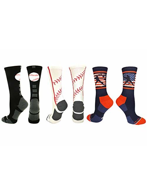 MadSportsStuff Baseball Logo Athletic Crew Socks (Multiple Colors)