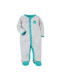 Baby Boys' Striped Monster Cotton Sleep and Play, 9 Months
