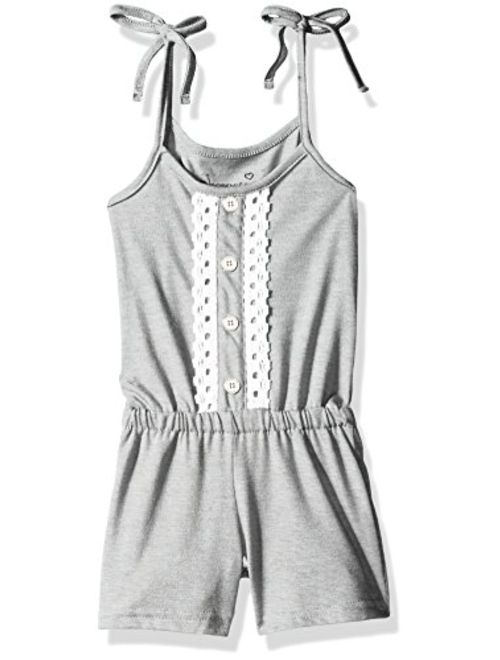 Dream Star Girls' Jersey Romper with Crochet Trim and Functional Shoulder Ties